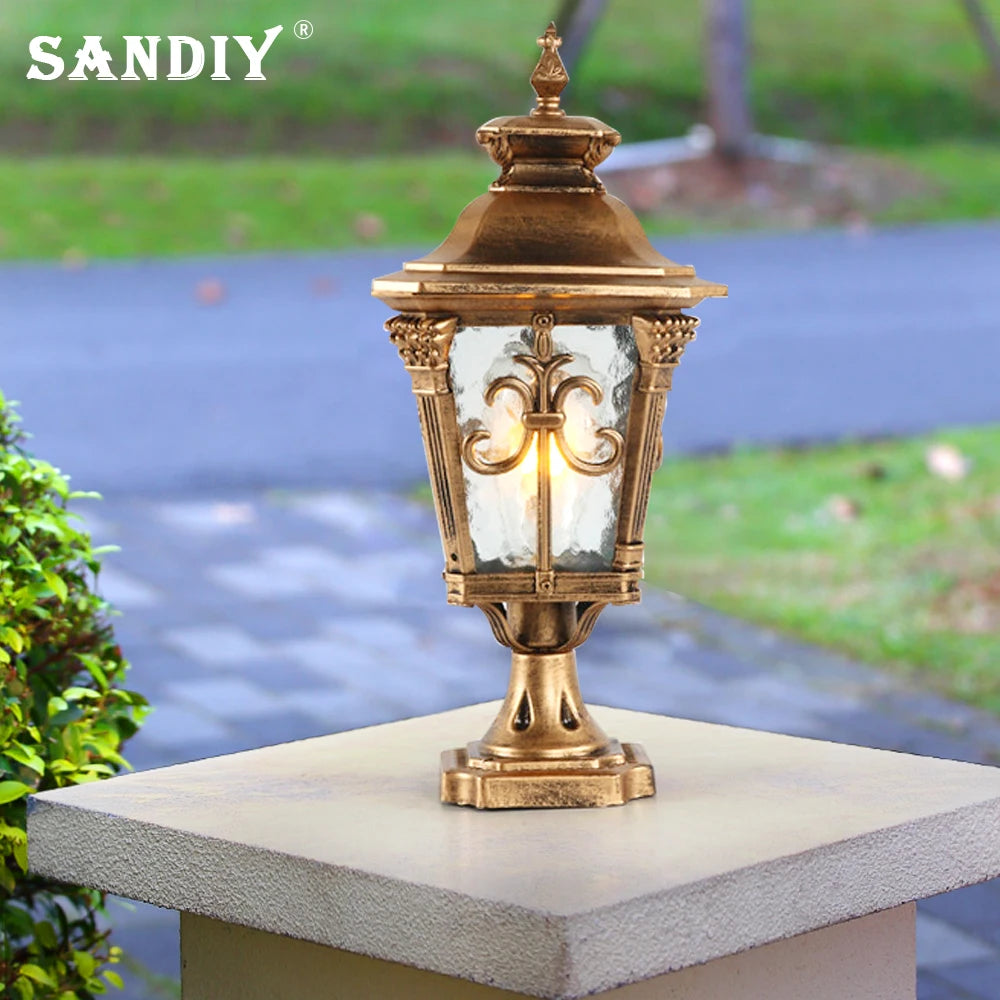 Vintage Pillar Lamp Outdoor Garden Light Led Bollard Luminaire Yard Patio Street Lights Waterproof Black Bronze 110V 220V