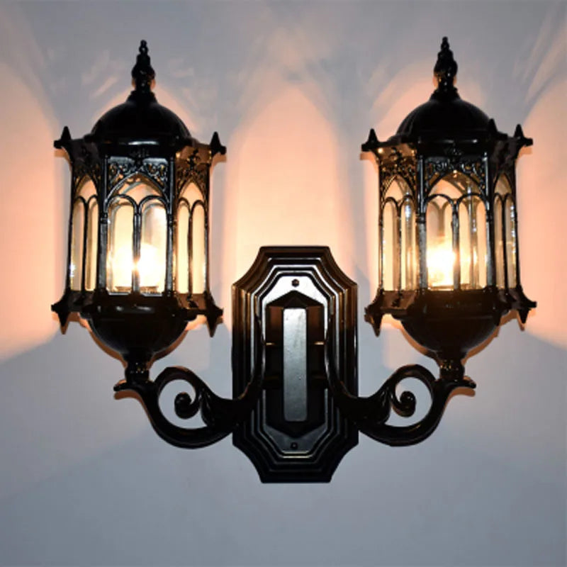 European Style Double Heads Outdoor Wall Lamp  Exterior Wall Wall Lamp Retro Villa Waterproof Courtyard Balcony Wall Lamp