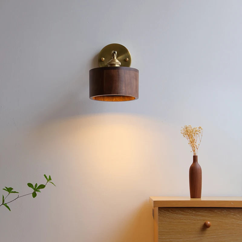 Modern Walnut Wooden LED Wall Light Fixtures Adjustable Up Down Bedroom Stair Beside Lamp Nordic Copper Wandlamp Luminaira