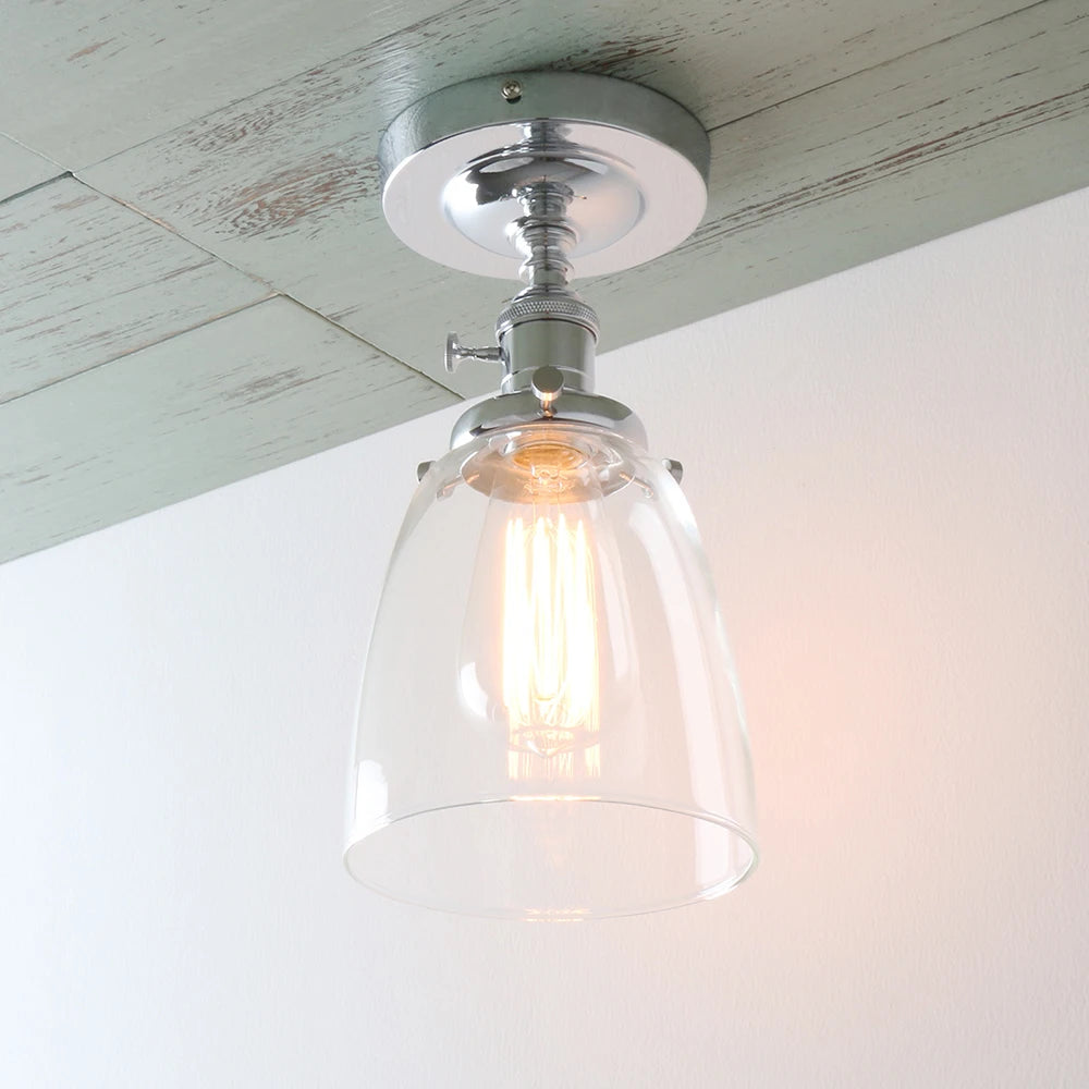 ceiling light oval transparent glass lampshade, glass ceiling light in the laundry room living room cafe bar