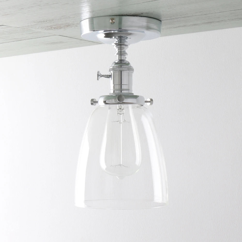 ceiling light oval transparent glass lampshade, glass ceiling light in the laundry room living room cafe bar