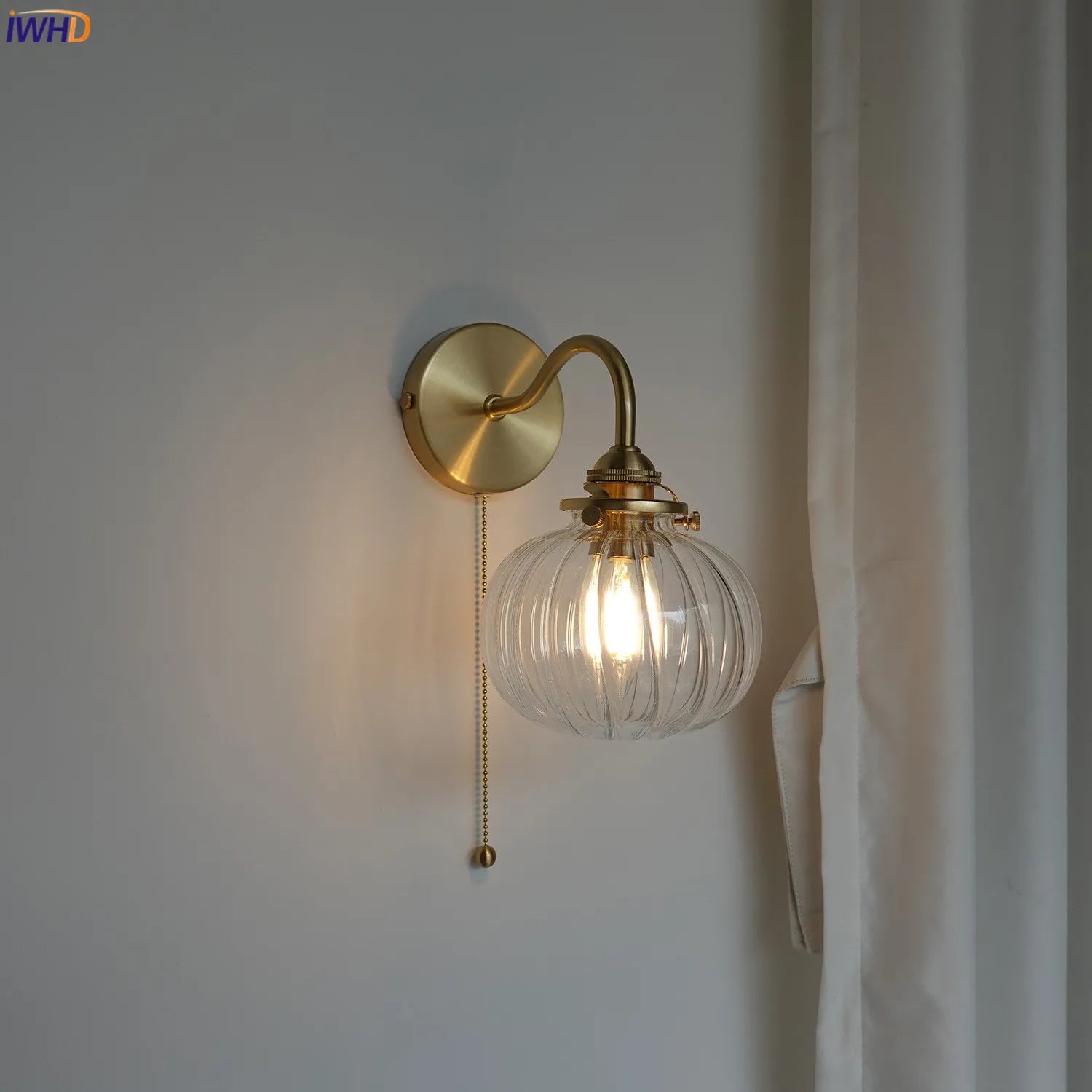 Little Glass Ball LED Wall Light Fixtures Plug In Switch Bedroom Bathroom Mirror Stair Nordic Modern Copper Wall Sconce