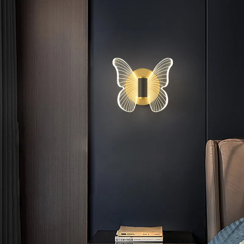 Nordic Butterfly Wall Lamp Light Luxury Creative Master Bedroom Bedside For Net Red Modern Minimalist Living Room Tv Background