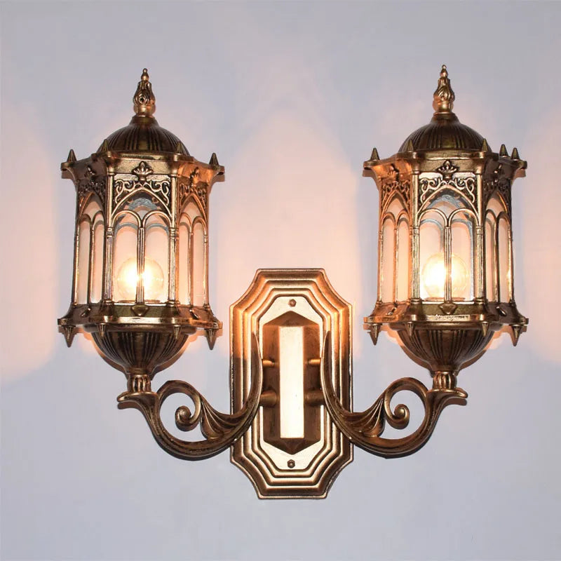 European Style Double Heads Outdoor Wall Lamp  Exterior Wall Wall Lamp Retro Villa Waterproof Courtyard Balcony Wall Lamp