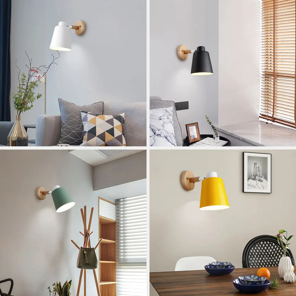 Wall Lamps With Switch Bedside Wall Light Modern Wall Sconce Nordic For Bedroom Macaroon 6 Color Steering Head E27 85-285V