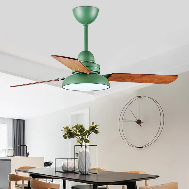 Ceiling Fans 220V Wooden Ceiling Fans With Lights 42 48 Inch Nordic Industrial Wind Blades Cooling Fans Remote Dimming Fan Lamp