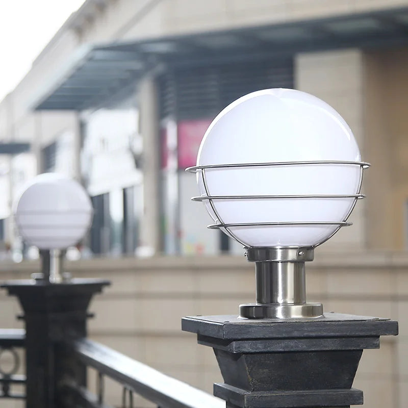 Outdoor ball shape column light white creative garden lamp fence residential corridor yard E27 lights