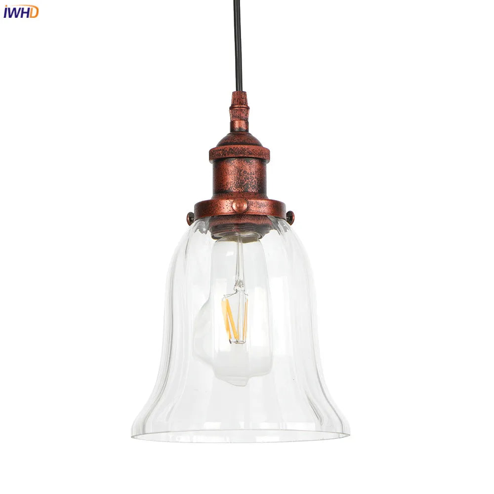 Loft Style Glass Edison Pendant Lamp Bedroom Dinning Living Room Industrial Pendant Lighting Fixtures Vintage Lamp Hanglamp