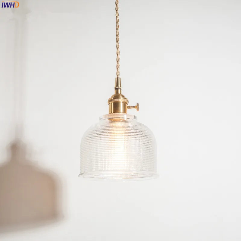 Nordic Style Glass Pendant Lighting Fixtures Bedroom Living Room Lights Copper Modern LED Hanging Lamp Light Luminaire