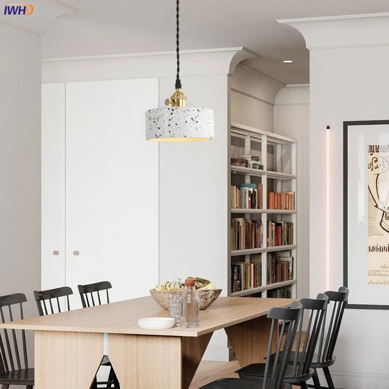 Nordic White Cement Pendant Lights Fixtures Bar Living Room Kitchen Modern Hanging Lamp Light Suspension Luminaire Lighting