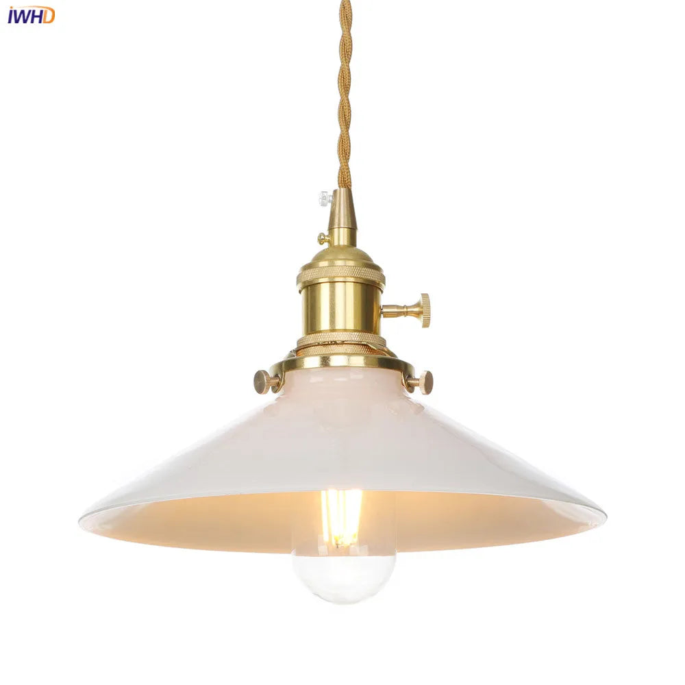 Nordic White Glass Pendant Lights Fixtures Switch Bar Cafe Dinning Living Room Light Japan Copper Pendant Lamp Hanglamp LED