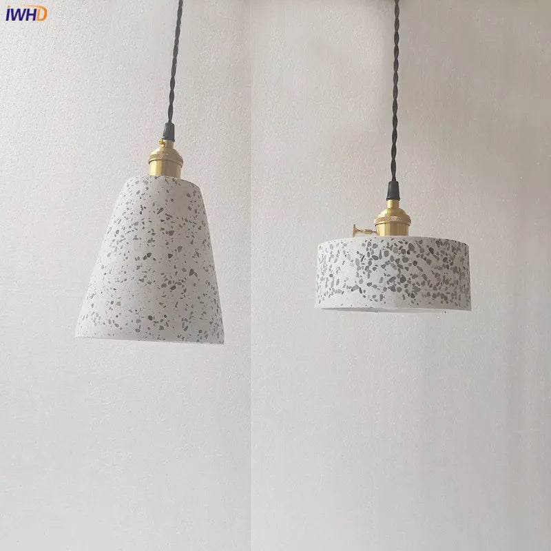 Nordic White Cement Pendant Lights Fixtures Bar Living Room Kitchen Modern Hanging Lamp Light Suspension Luminaire Lighting