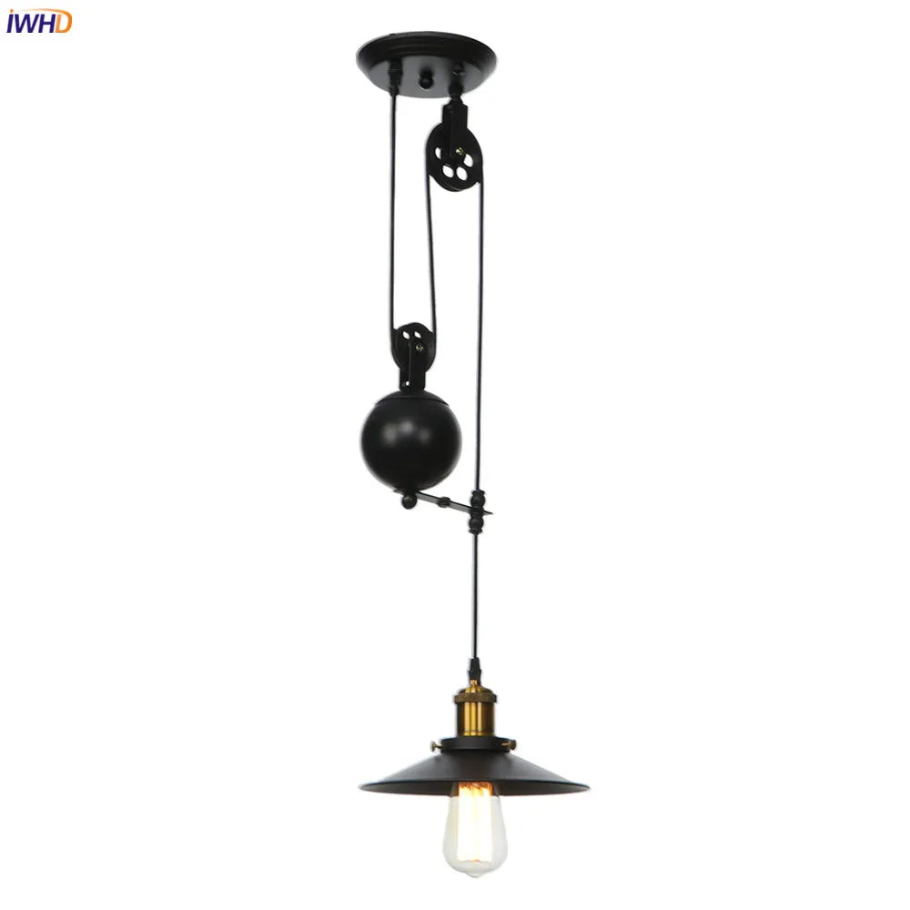 Loft Style Retro Pendant Lights Fixtures Restaurant Bar Cafe Pulley Adjustable Edison Vintage Lamp Industrial Light LED