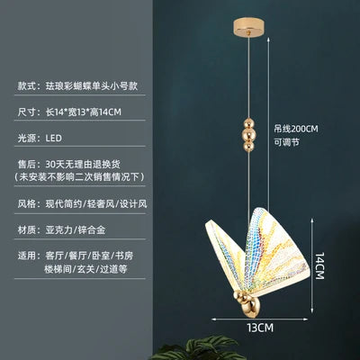 Nordic Butterfly LED Pendant Light Fixtures Creative Dinning Living Room Stair Beside Lights Modern Hanging Lamp Luminaria