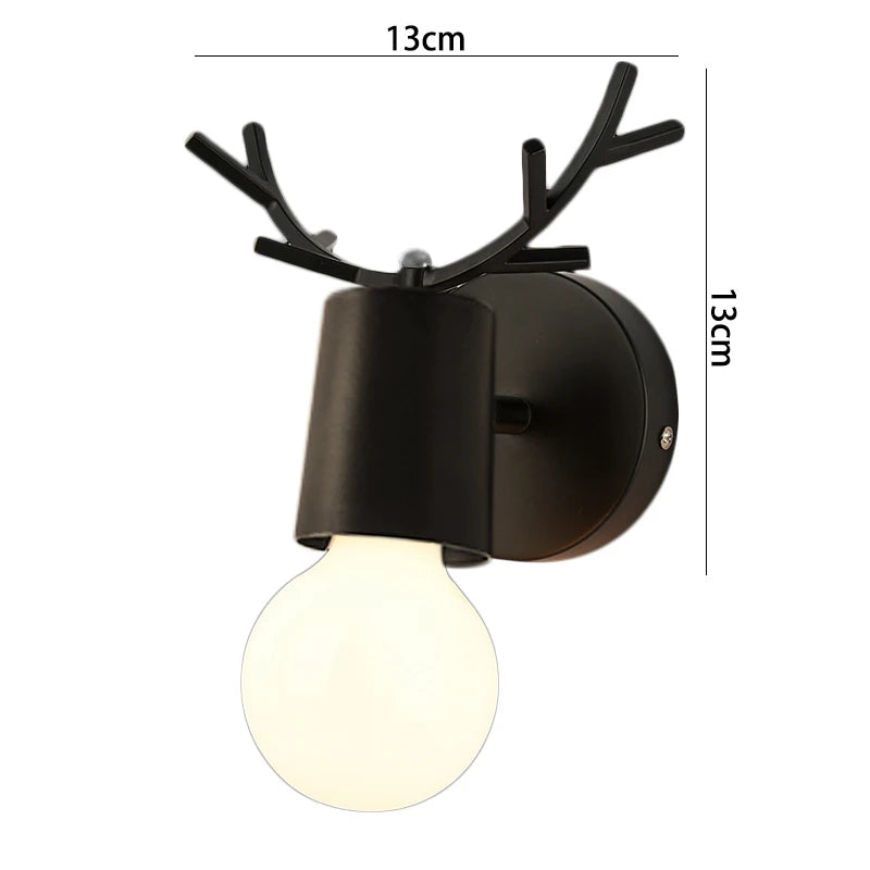 Nordic Antlers Wall Lamps Modern Deer Wall Sconce Bedroom Bedside Light Children Room Colorful Wall Lighting Fixture