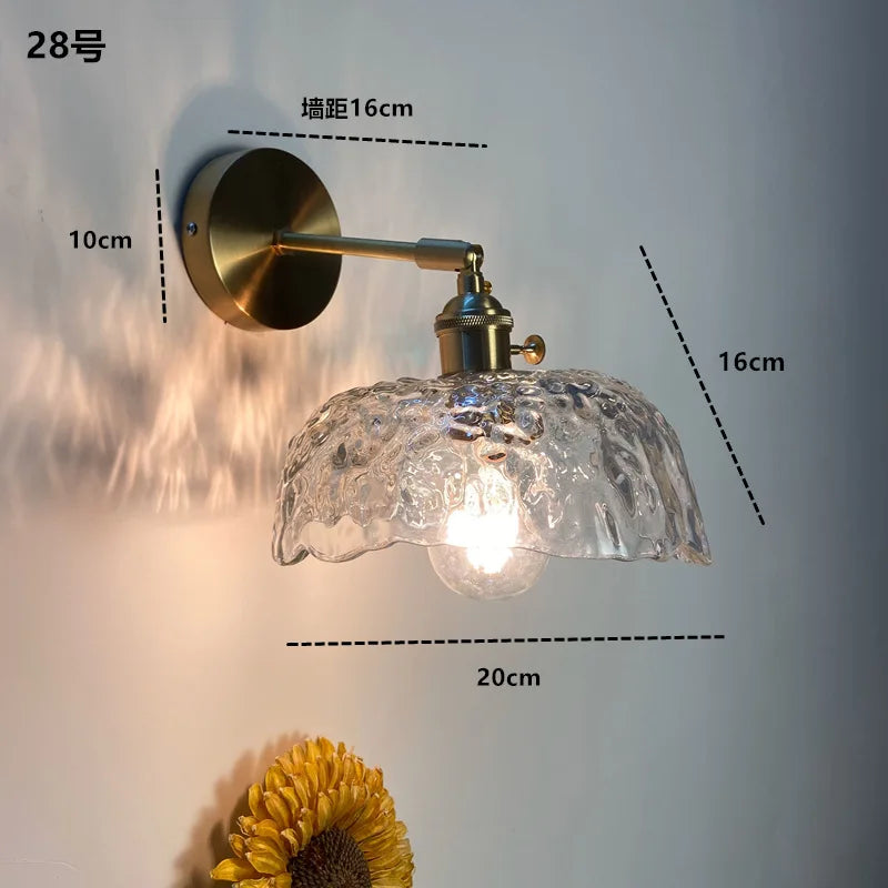 Green Glass Copper Wall Lamp Sconce Beside Bathroom Mirror Stair Light Switch Nordic Modern Wandlamp Luminaria Lighting