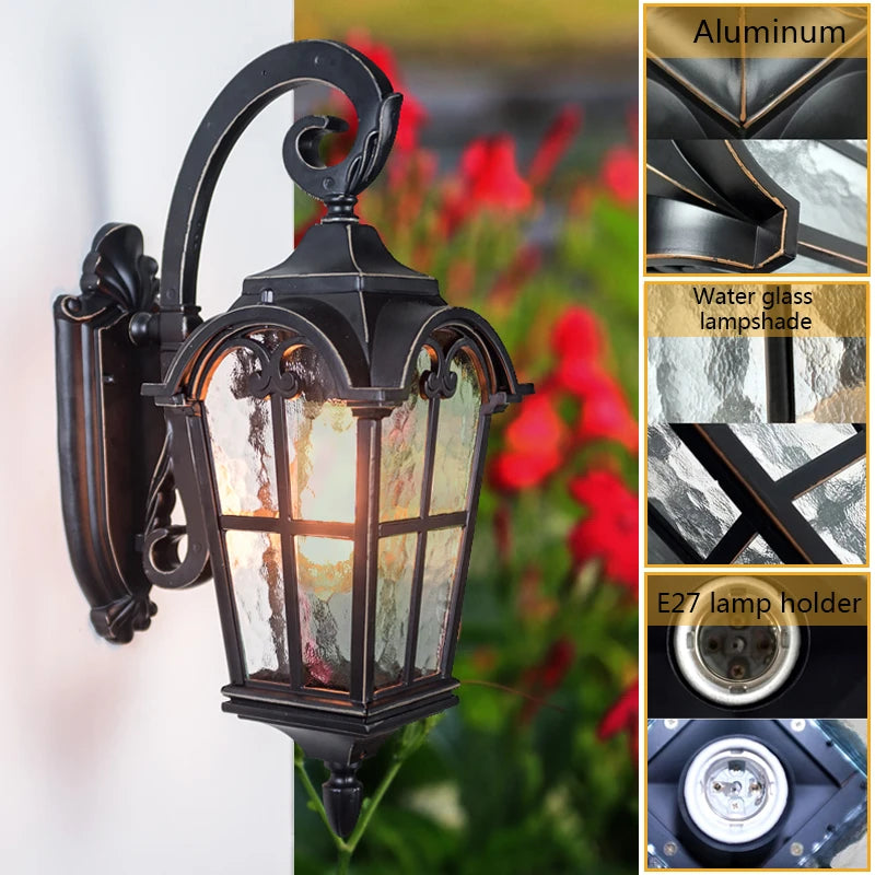 European Waterproof Outdoor Wall Lamp Balcony Garden Gazebo Door Enclosing Wall Villa Aisle Bedroom Vintage Wall Light