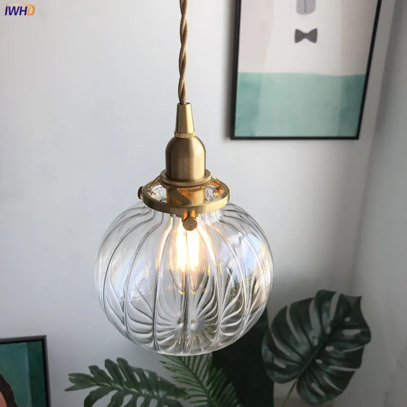 Japan Style Copper Pendant Light Fixtures Bathroom Living Room Lights Nordic Vintage Lamp Pendant Lighting Hanglamp LED