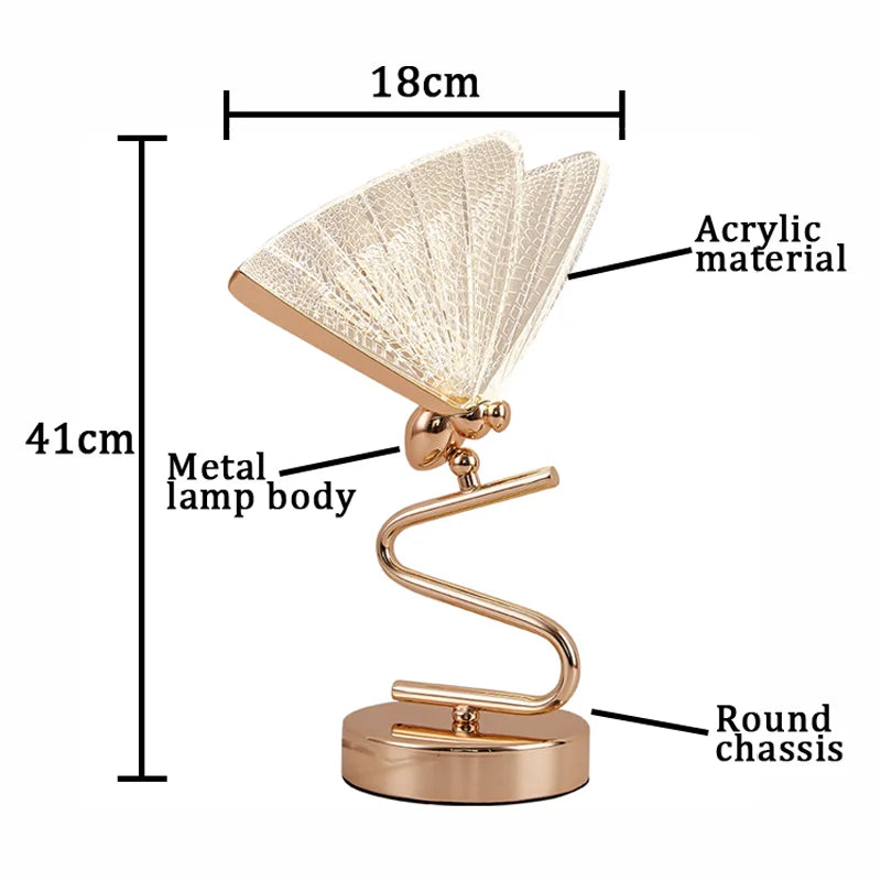 Butterfly Lampshade Night Lamps Nordic Bedside Table Lamp Luxury Light Modern Bedroom Hall Restaurant desk Lamp For Living Room