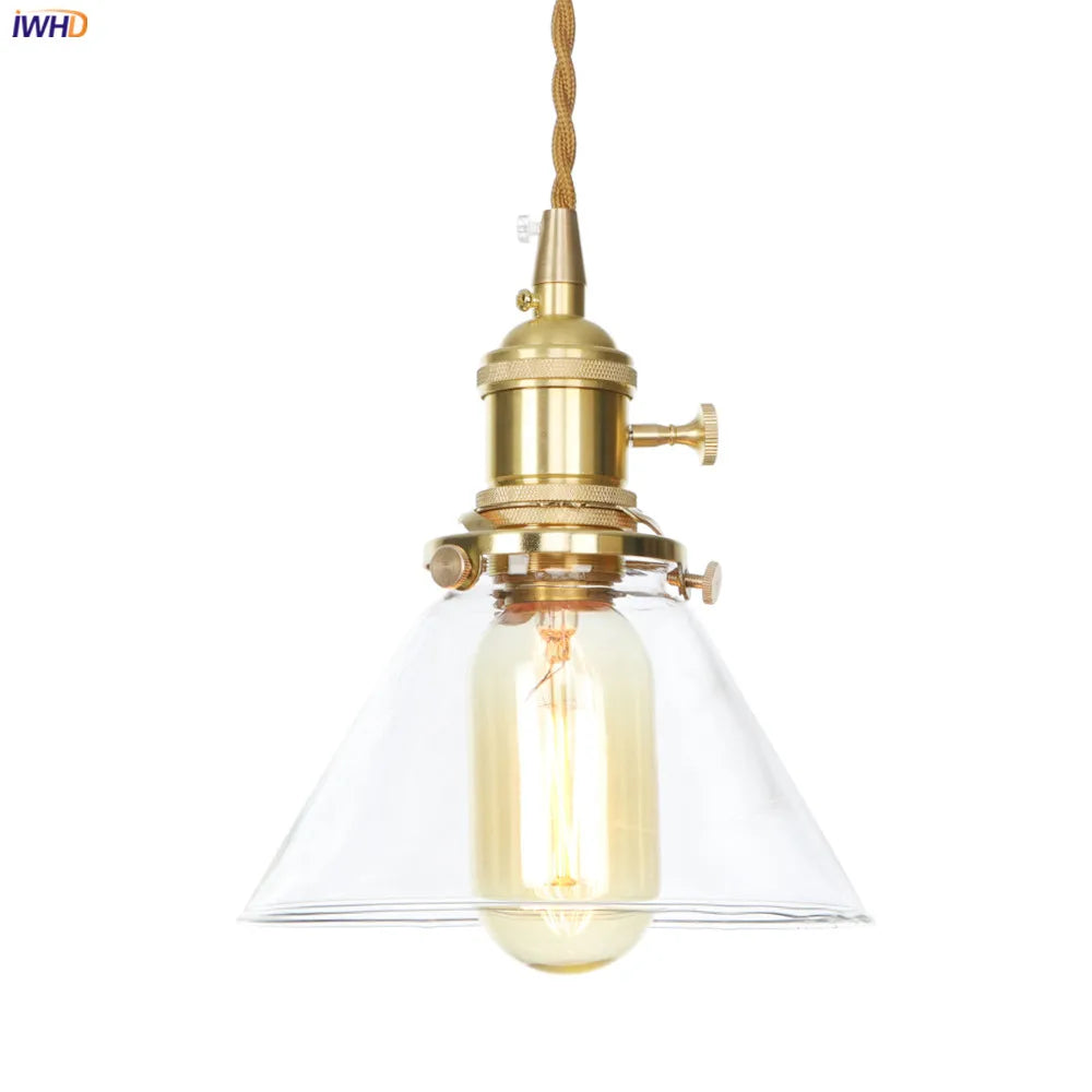 Japan Style Clear Glass Pendant Lights Switch Caft Dinning Living Room Nordic Modern Hanging Lamp Light Lampara Colgante