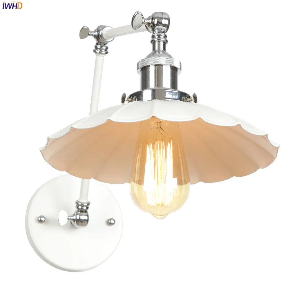 White Adjustable Swing long Arm Wall Light Fixtures Bedroom Living Room Retro Vintage Wall Lamp Loft Industrial Style