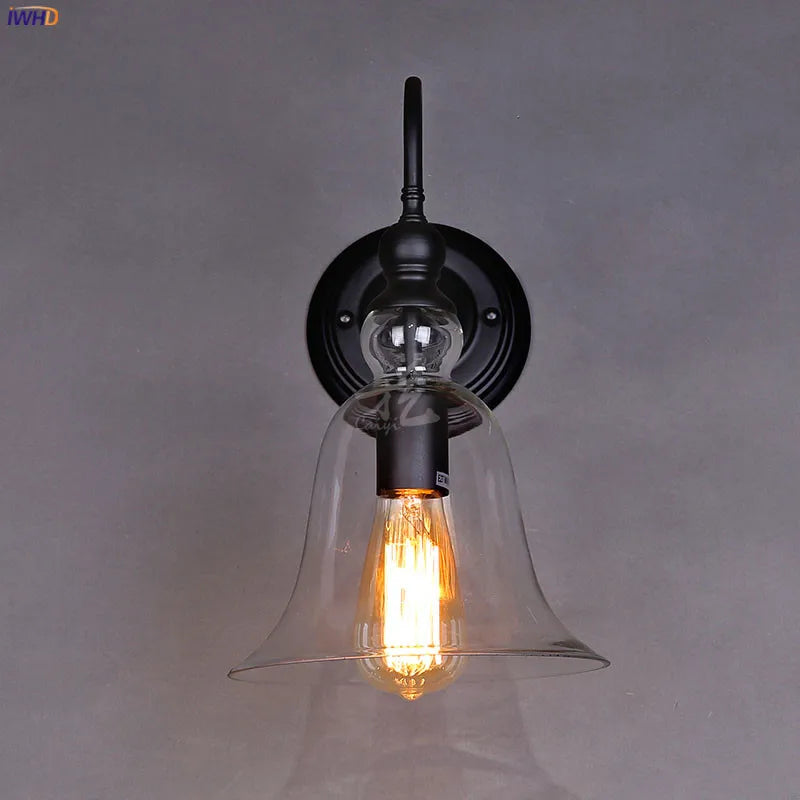 Glass Loft Antique Vintage Wall Lamp Bedroom Living Room Stair Edison Retro Industrial Wall Lights Fixtures Wandlamp LED