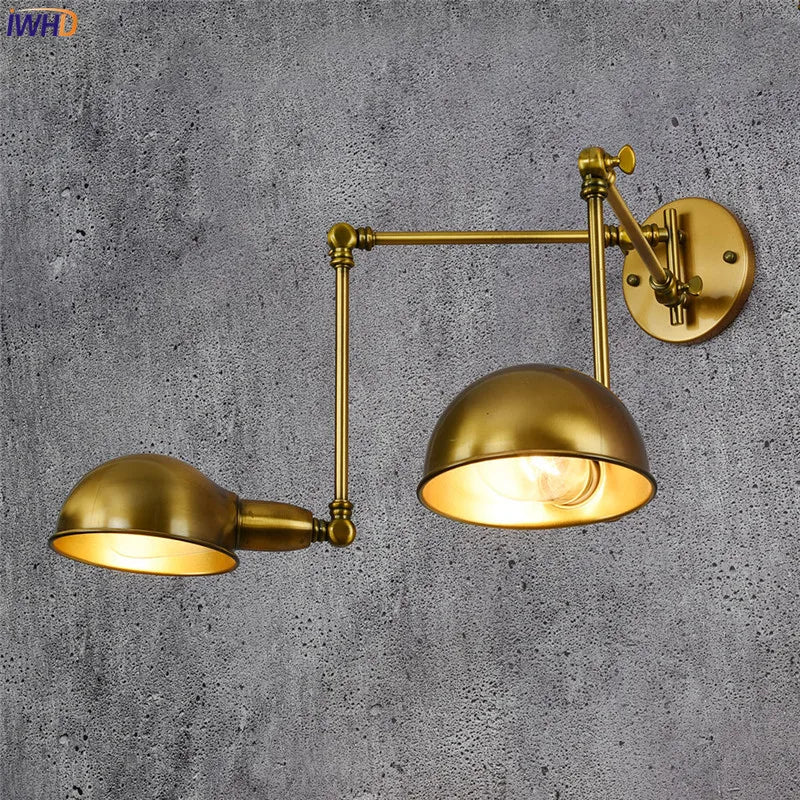 Copper Adjustable Vintage Wall Lamp Antique 2 Heads Wandlamp Retro Loft Industrial Wall Light Edison Sconce Luminaire