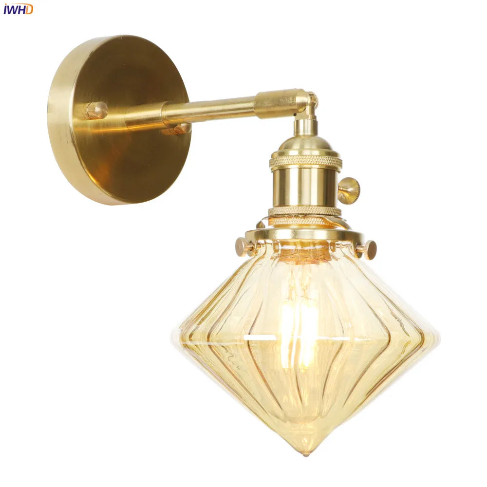 Nordic Modern Copper LED Wall Lamp Bedroom Bathroom Mirror Light Glass Ball Edison Retro Wall Lights Sconces Lampara Pared