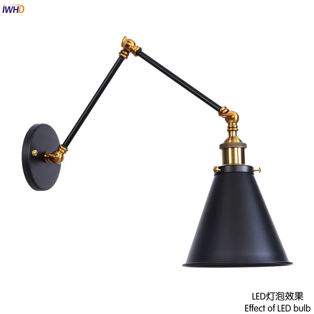 Loft Industrial Decor Retro Wall Light Fixtures Stair Hallway Aisle Swing Long Arm Wall Lamp Lights Wandlamp Luminaria LED