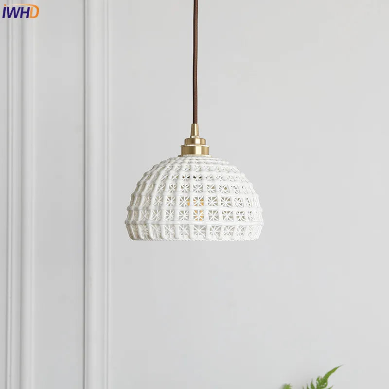 Japanese Nordic Style Modern Pendant Lights Fixtures Dinning Living Room White ceramics Hanging Lamp Lamparas Vintage