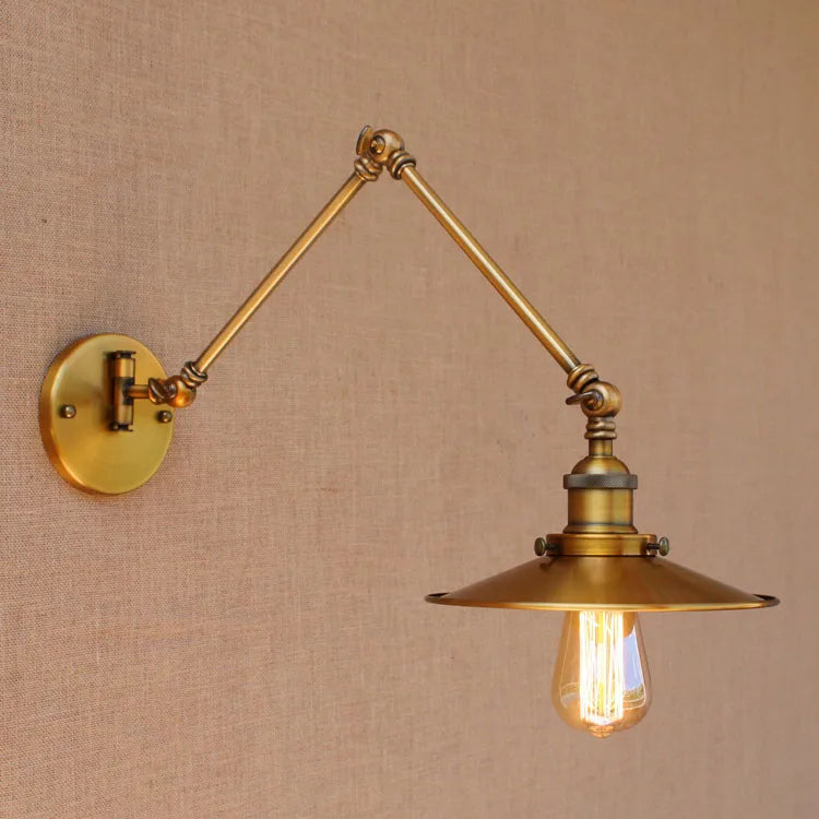 Copper Retro Loft Style Industrial Wall Lights For Home Adjustable Long Swing Arm Wall Lamp Vintage Wall Sconce Arandela