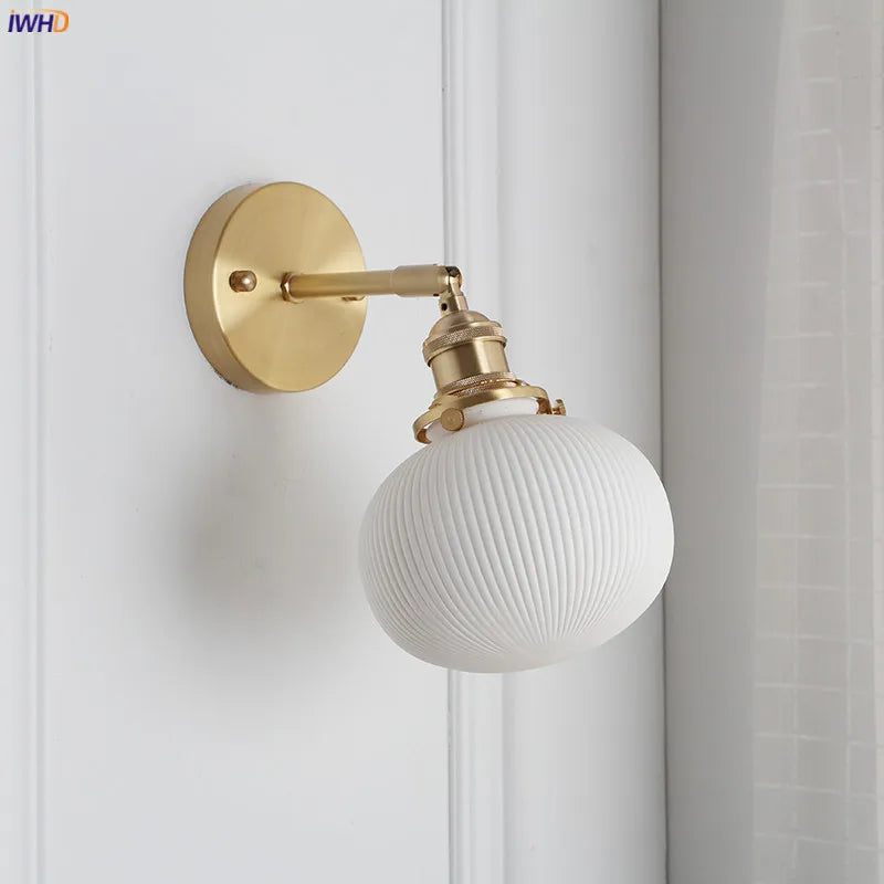 Nordic Ceramic LED Wall Light Bathroom Mirror Bedroom Modern Japanese Style Vintage Wall Lamp Sconce LED Wandlamp Lighting