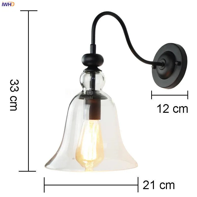 Glass Loft Antique Vintage Wall Lamp Bedroom Living Room Stair Edison Retro Industrial Wall Lights Fixtures Wandlamp LED