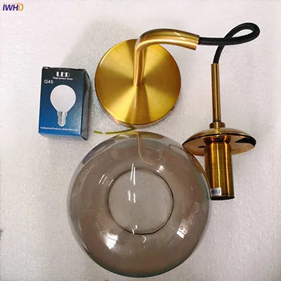 Gold Nordic LED Wall Lamp Beside Bedroom Living Room Bathroom Glass Ball Wall Light Fixtures Wandlamp Applique Murale