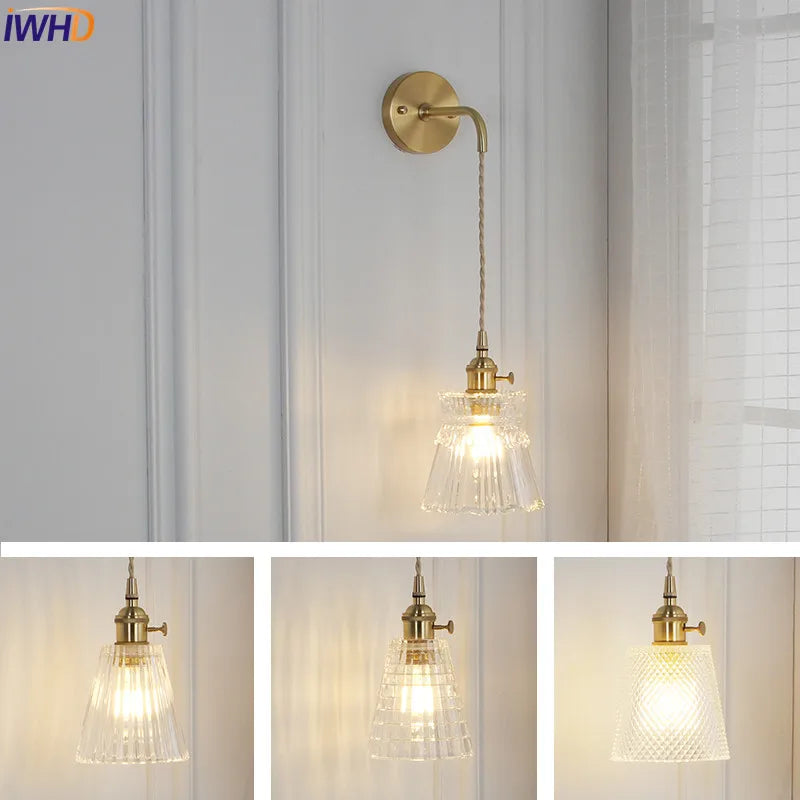 Nordic Glass Wall Lamp Beside Bedroom Bathroom Mirror Light Japan Style LED Wall Sconces Vintage Edison Lighting Luminaire