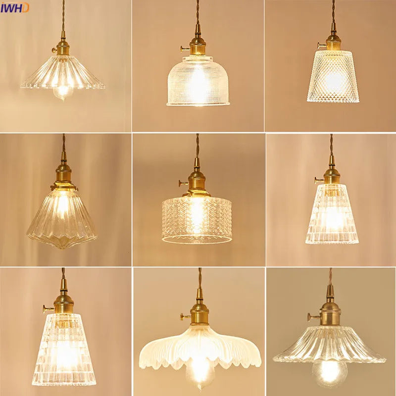 Nordic Style Copper Pendant Lights Fixtures Dinning Living Room Light Glass Loft Vintage Pendant Lamp Hanglamp Luminaire