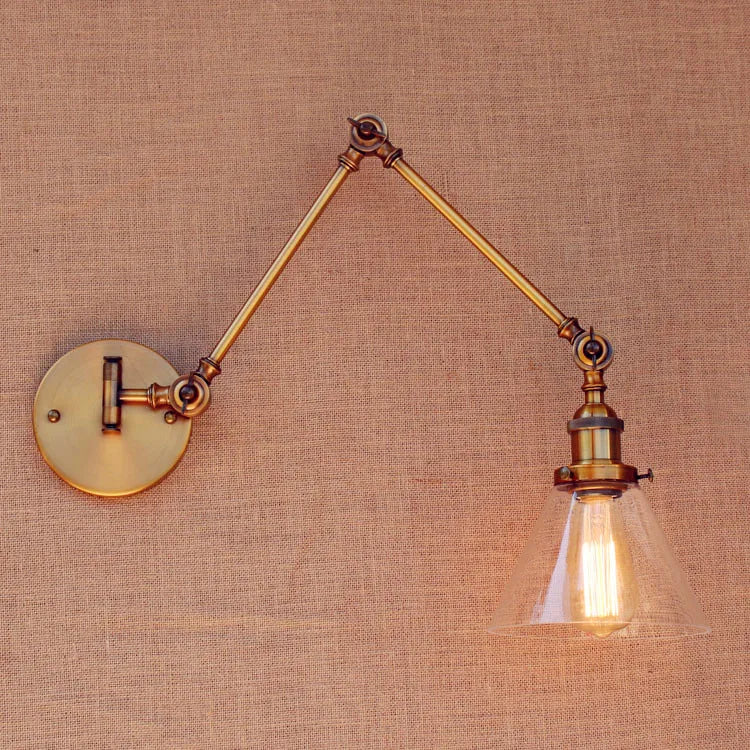 Brass Glass Ball Vintage Wall Lights Fixtures Edison Swing Long Arm Wall Light Loft Industrial Wall Lamp Wandlamp Lamparas Pared