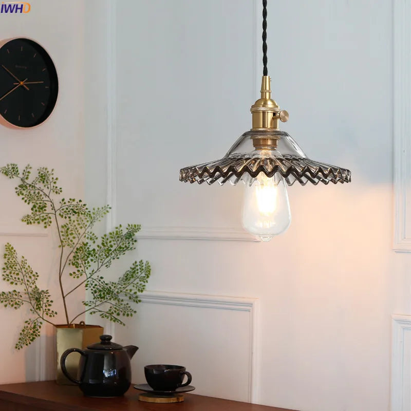 Nordic Style Copper Pendant Lights Fixtures Dinning Living Room Light Glass Loft Vintage Pendant Lamp Hanglamp Luminaire