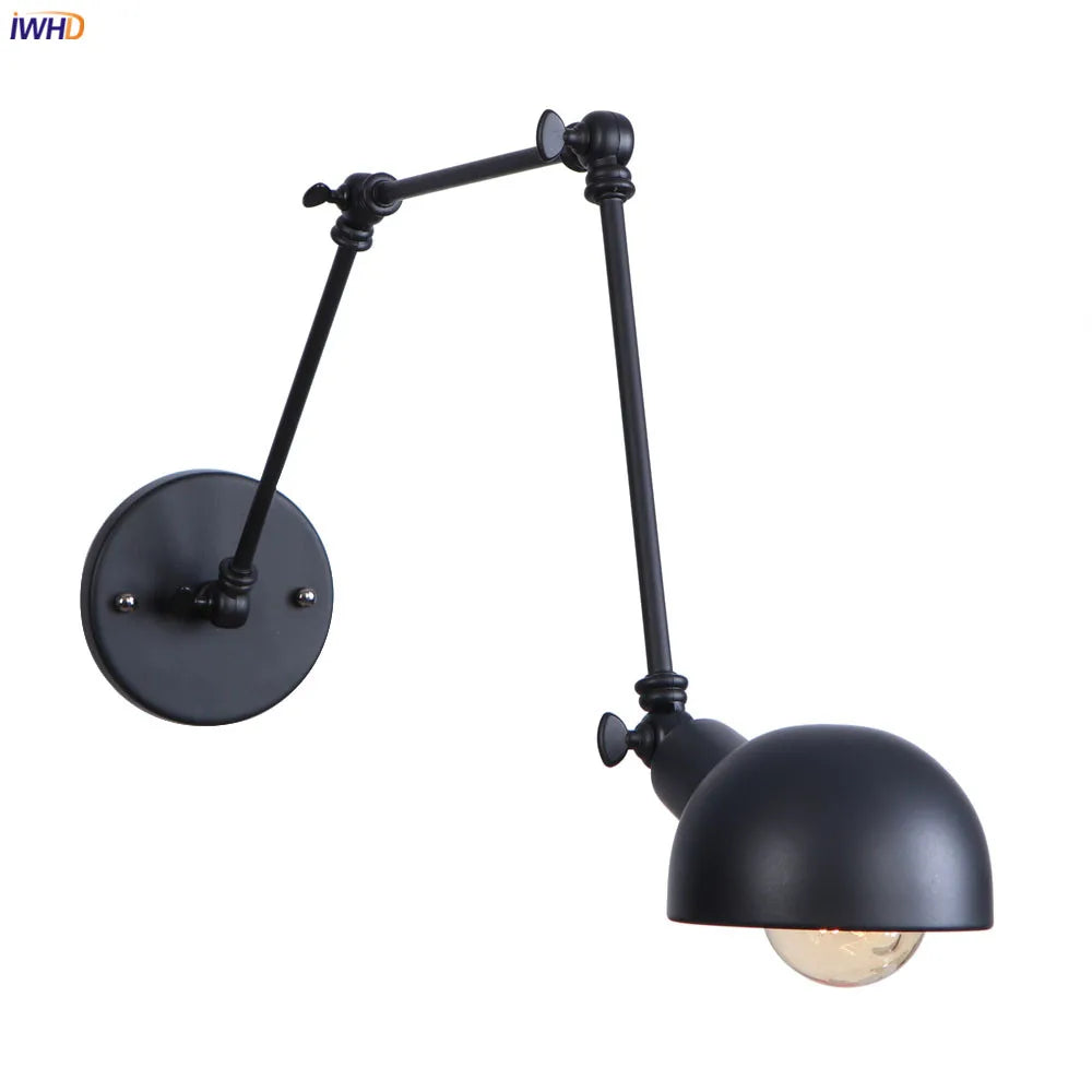 Industrial Decor Black LED Wall Light Fixture Corridor Bedroom Stair Arm Vintage Wall Lamp Sconce Edison Aplique Luz Pared