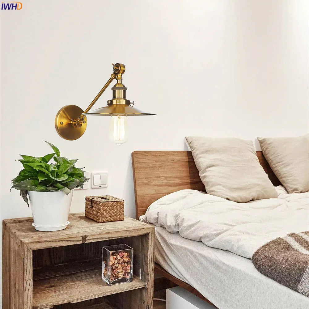 Wandlamp Loft Industrial Retro Wall Lights Fixtures Stair Porch Gold Swing Long Arm Wall Lamp Sconce Vintage Apliques Pared