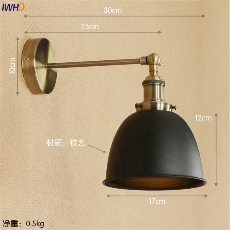 Brass Black Retro LED Wall Light Fixtures Wandlamp E27 4W Edison Loft Industrial Vintage Arm Wall Lamp Lamparas De Pared