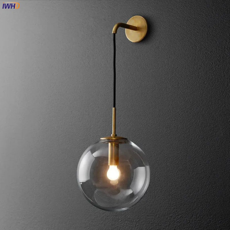 Gold Nordic LED Wall Lamp Beside Bedroom Living Room Bathroom Glass Ball Wall Light Fixtures Wandlamp Applique Murale