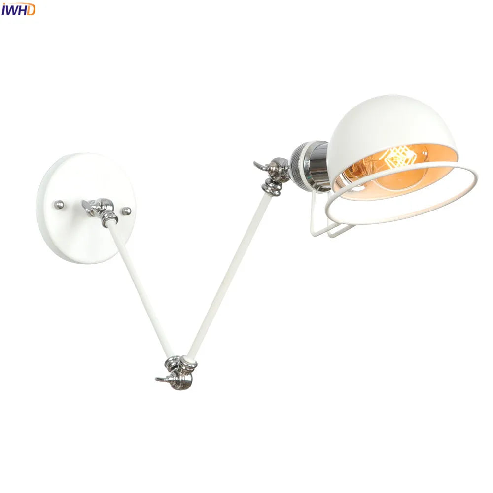 White Adjustable Swing Long Arm Wall Light Fixtures Bedroom Stair Bathroom Edison Loft Vintage Wall Lamp Sconce Lighting