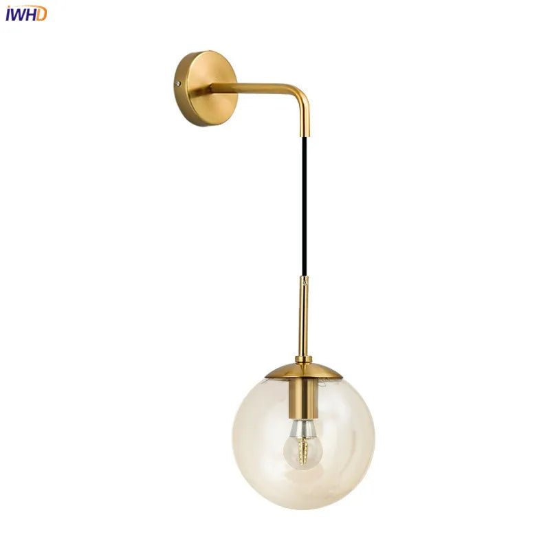 Gold Nordic LED Wall Lamp Beside Bedroom Living Room Bathroom Glass Ball Wall Light Fixtures Wandlamp Applique Murale