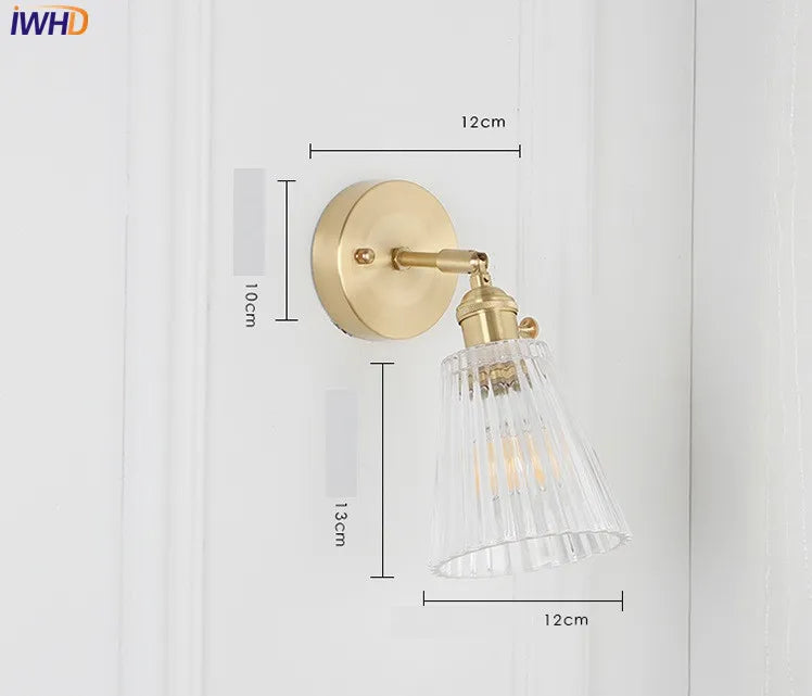 Nordic Glass Wall Lamp Beside Bedroom Bathroom Mirror Light Japan Style LED Wall Sconces Vintage Edison Lighting Luminaire