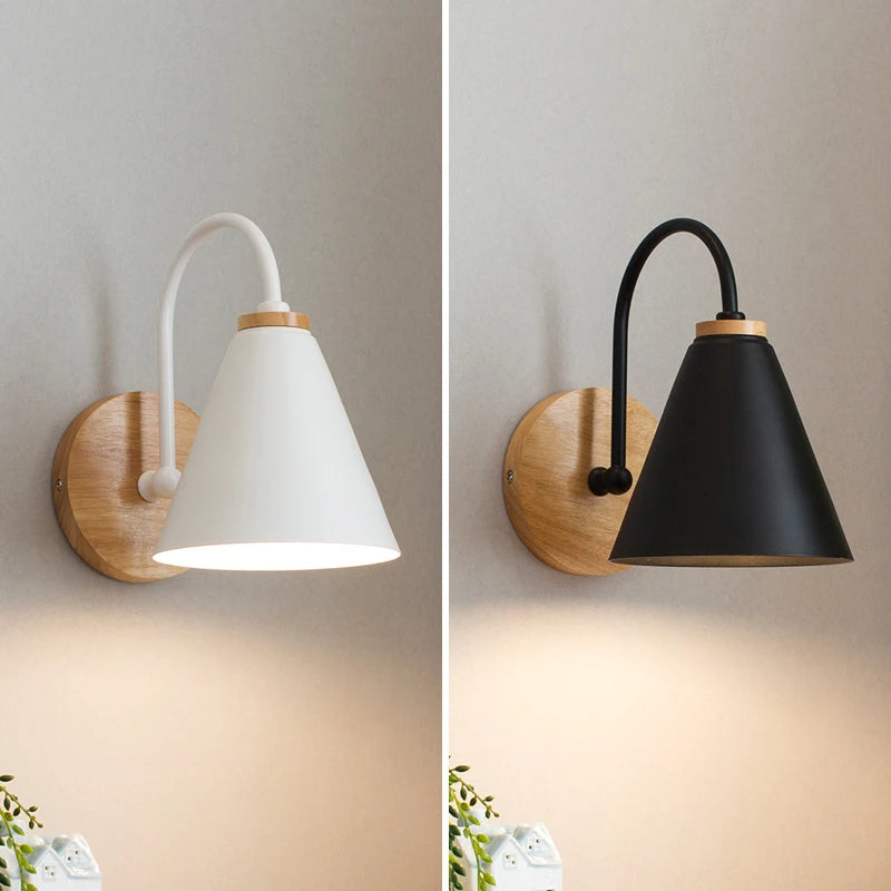 wooden wall lights bedside wall lamp bedroom wall light sconce for kitchen restaurant modern wall lamp Nordic macaroon sconces