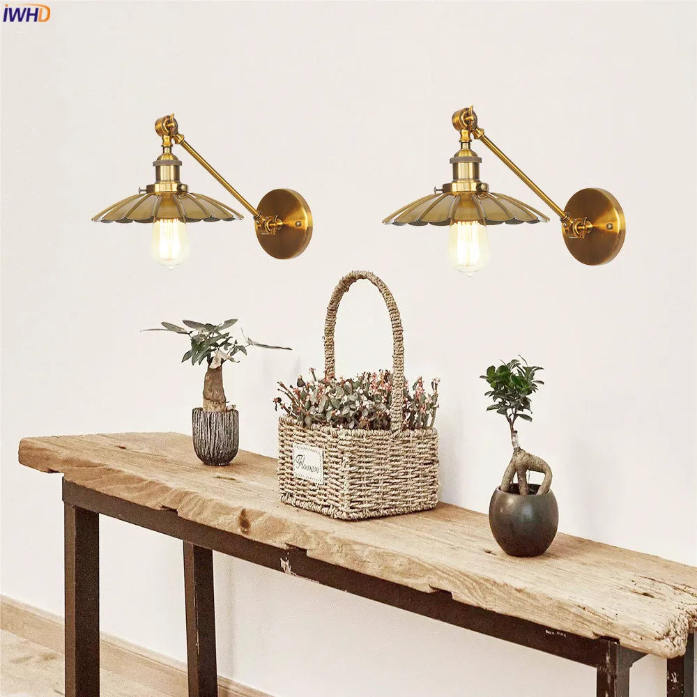 Gold Swing Long Arm Wall Lamp Bedroom Beside Stair Loft Industrial Decor Retro LED Wall Light Sconce Edison Applique Murale