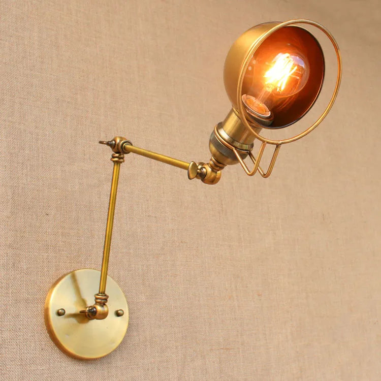 Copper Retro Loft Vintage Wall Lamp Adjustable Long Swing Arm Wall Light Industrial Wall Sconces Arandelas Lamparas De Pared