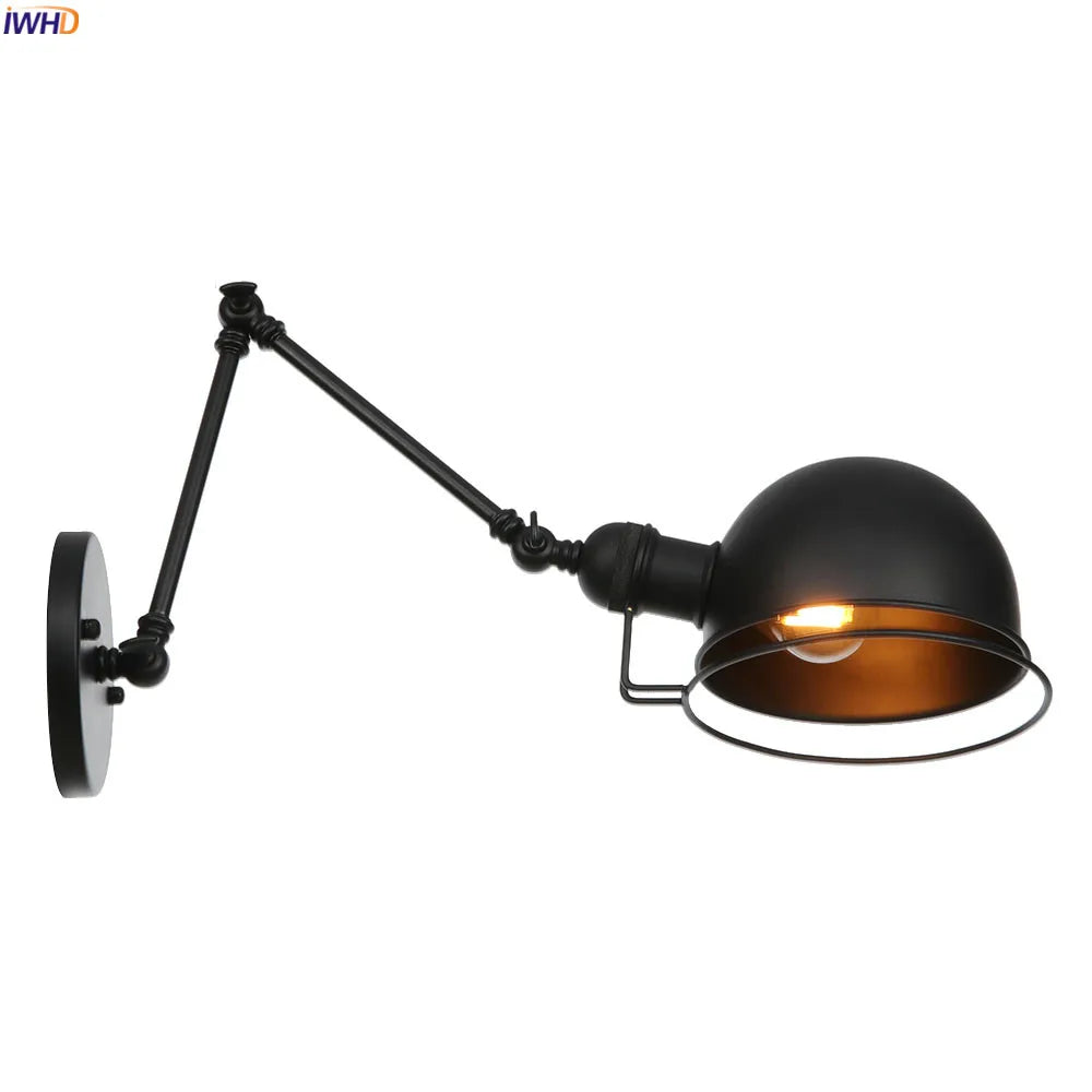 Adjustable Black LED Wall Lights Bedroom Stair Mirror Light Long Arm Vintage Wall Lamp Applique Murale Luminaire Lighting