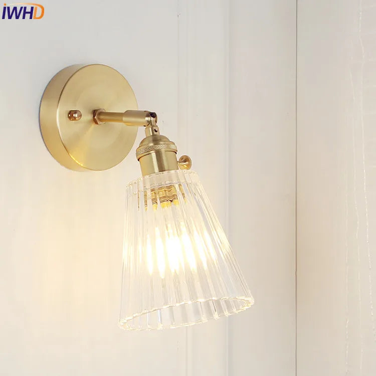 Nordic Glass Wall Lamp Beside Bedroom Bathroom Mirror Light Japan Style LED Wall Sconces Vintage Edison Lighting Luminaire